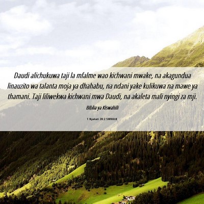 Picture 06 - 1 Nyakati 20:2 SWHULB - Daudi alichukuwa taji la mfalme wao kichwani - Bible Verse Picture