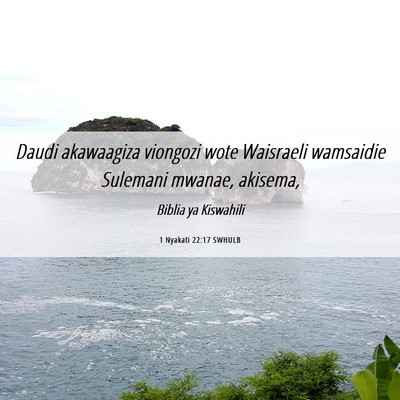 Picture 06 - 1 Nyakati 22:17 SWHULB - Daudi akawaagiza viongozi wote Waisraeli - Bible Verse Picture