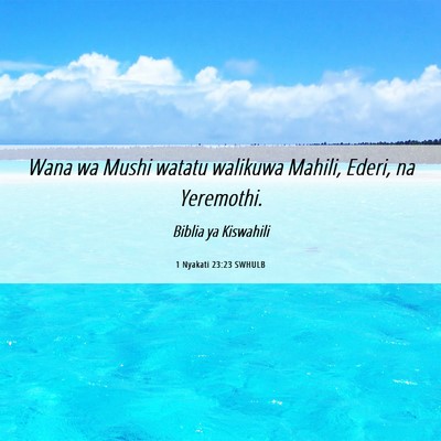 Picture 06 - 1 Nyakati 23:23 SWHULB - Wana wa Mushi watatu walikuwa Mahili, Ederi, na - Bible Verse Picture