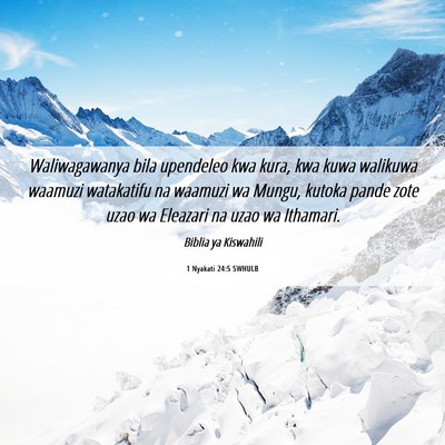 Picture 06 - 1 Nyakati 24:5 SWHULB - Waliwagawanya bila upendeleo kwa kura, kwa kuwa - Bible Verse Picture