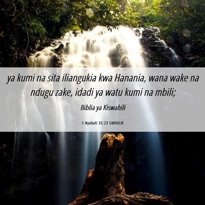Picture 06 - 1 Nyakati 25:23 SWHULB - ya kumi na sita iliangukia kwa Hanania, wana wake - Bible Verse Picture