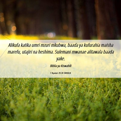 Picture 06 - 1 Nyakati 29:28 SWHULB - Alikufa katika umri mzuri mkubwa, baada ya - Bible Verse Picture
