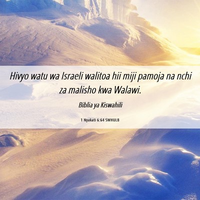 Picture 06 - 1 Nyakati 6:64 SWHULB - Hivyo watu wa Israeli walitoa hii miji pamoja na - Bible Verse Picture