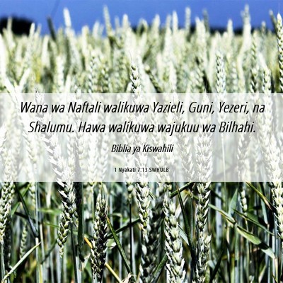 Picture 06 - 1 Nyakati 7:13 SWHULB - Wana wa Naftali walikuwa Yazieli, Guni, Yezeri, - Bible Verse Picture