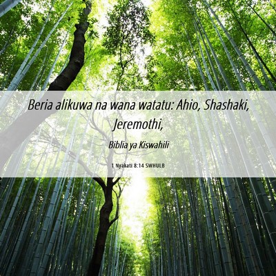 Picture 06 - 1 Nyakati 8:14 SWHULB - Beria alikuwa na wana watatu: Ahio, Shashaki, - Bible Verse Picture
