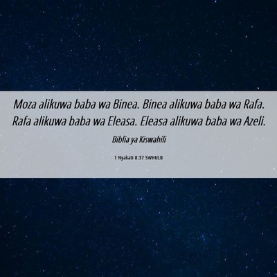 Picture 06 - 1 Nyakati 8:37 SWHULB - Moza alikuwa baba wa Binea. Binea alikuwa baba wa - Bible Verse Picture