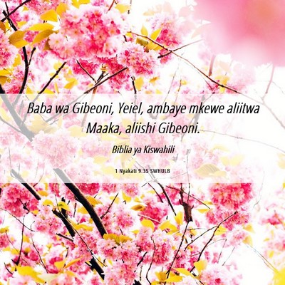 Picture 06 - 1 Nyakati 9:35 SWHULB - Baba wa Gibeoni, Yeiel, ambaye mkewe aliitwa - Bible Verse Picture
