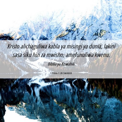 Picture 06 - 1 Petro 1:20 SWHULB - Kristo alichaguliwa kabla ya misingi ya dunia, - Bible Verse Picture