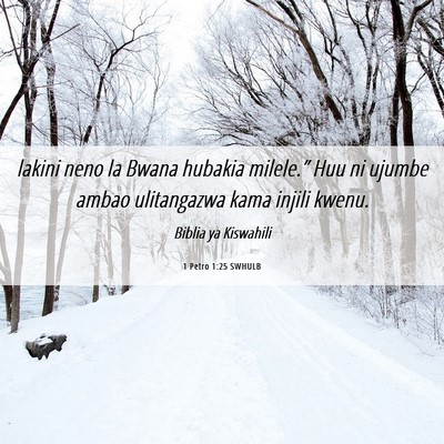 Picture 06 - 1 Petro 1:25 SWHULB - lakini neno la Bwana hubakia milele.” Huu ni - Bible Verse Picture