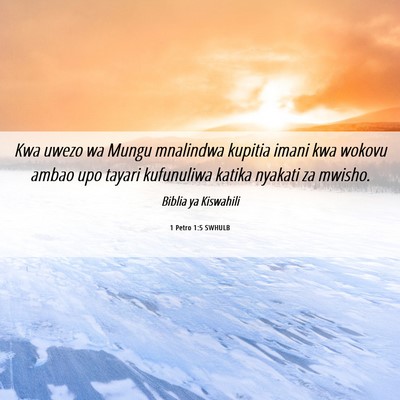 Picture 06 - 1 Petro 1:5 SWHULB - Kwa uwezo wa Mungu mnalindwa kupitia imani kwa - Bible Verse Picture