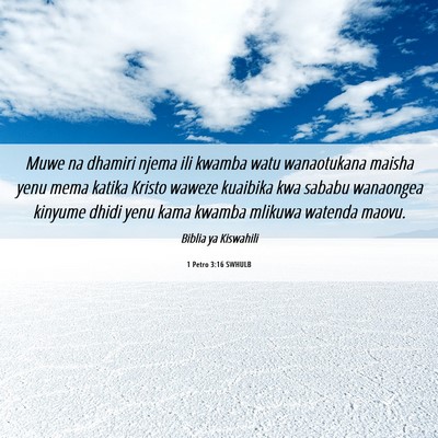 Picture 06 - 1 Petro 3:16 SWHULB - Muwe na dhamiri njema ili kwamba watu wanaotukana - Bible Verse Picture