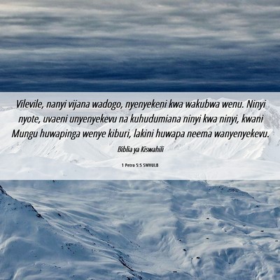 Picture 06 - 1 Petro 5:5 SWHULB - Vilevile, nanyi vijana wadogo, nyenyekeni kwa - Bible Verse Picture