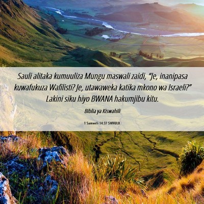 Picture 06 - 1 Samweli 14:37 SWHULB - Sauli alitaka kumuuliza Mungu maswali zaidi, - Bible Verse Picture