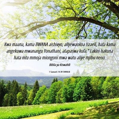 Picture 06 - 1 Samweli 14:39 SWHULB - Kwa maana, kama BWANA aishivyo, aliyewaokoa - Bible Verse Picture