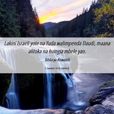 Picture 06 - 1 Samweli 18:16 SWHULB - Lakini Israeli yote na Yuda walimpenda Daudi, - Bible Verse Picture