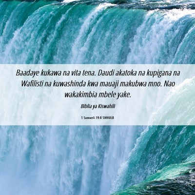 Picture 06 - 1 Samweli 19:8 SWHULB - Baadaye kukawa na vita tena. Daudi akatoka na - Bible Verse Picture