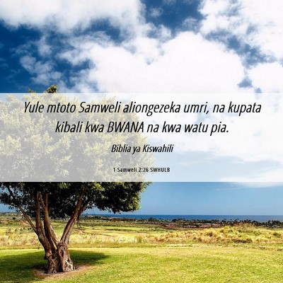 Picture 06 - 1 Samweli 2:26 SWHULB - Yule mtoto Samweli aliongezeka umri, na kupata - Bible Verse Picture