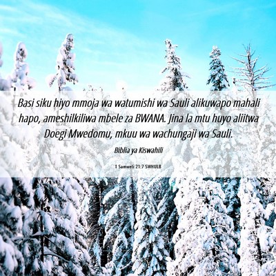 Picture 06 - 1 Samweli 21:7 SWHULB - Basi siku hiyo mmoja wa watumishi wa Sauli - Bible Verse Picture
