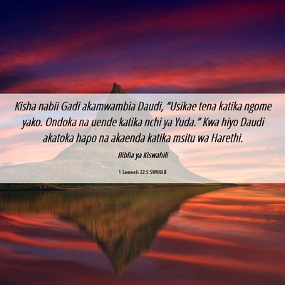 Picture 06 - 1 Samweli 22:5 SWHULB - Kisha nabii Gadi akamwambia Daudi, “Usikae tena - Bible Verse Picture