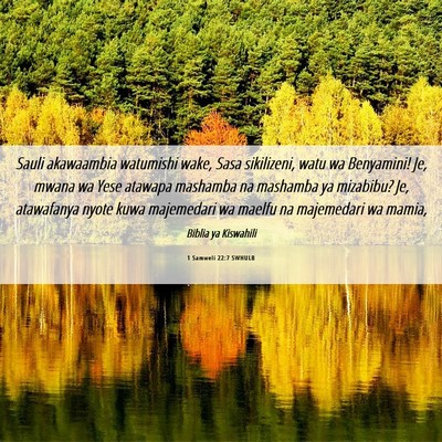 Picture 06 - 1 Samweli 22:7 SWHULB - Sauli akawaambia watumishi wake, Sasa sikilizeni, - Bible Verse Picture