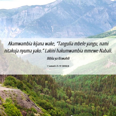 Picture 06 - 1 Samweli 25:19 SWHULB - Akamwambia kijana wake, “Tangulia mbele yangu, - Bible Verse Picture