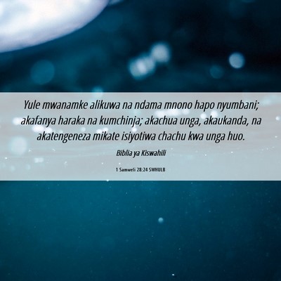 Picture 06 - 1 Samweli 28:24 SWHULB - Yule mwanamke alikuwa na ndama mnono hapo - Bible Verse Picture