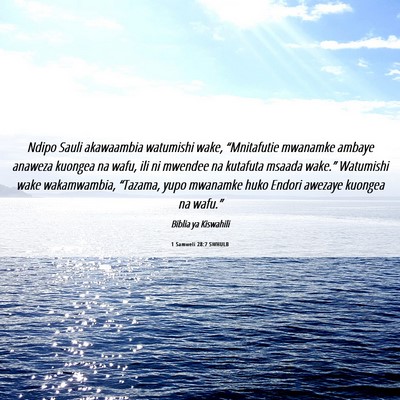 Picture 06 - 1 Samweli 28:7 SWHULB - Ndipo Sauli akawaambia watumishi wake, - Bible Verse Picture
