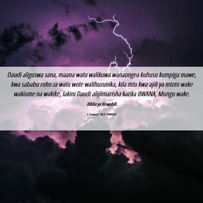 Picture 06 - 1 Samweli 30:6 SWHULB - Daudi aliguswa sana, maana watu walikuwa - Bible Verse Picture