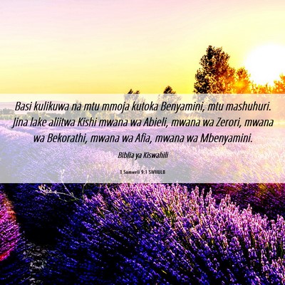 Picture 06 - 1 Samweli 9:1 SWHULB - Basi kulikuwa na mtu mmoja kutoka Benyamini, mtu - Bible Verse Picture