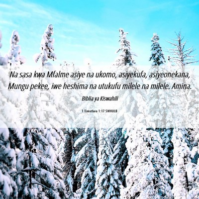 Picture 06 - 1 Timotheo 1:17 SWHULB - Na sasa kwa Mfalme asiye na ukomo, asiyekufa, - Bible Verse Picture