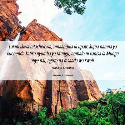 Picture 06 - 1 Timotheo 3:15 SWHULB - Lakini ikiwa nitachelewa, ninaandika ili upate - Bible Verse Picture