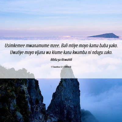 Picture 06 - 1 Timotheo 5:1 SWHULB - Usimkemee mwanamume mzee. Bali mtiye moyo kama - Bible Verse Picture