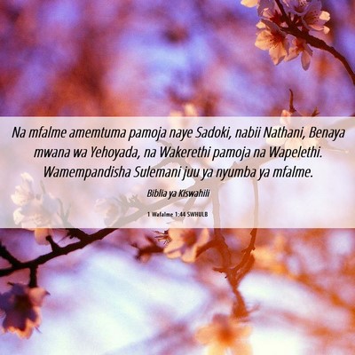 Picture 06 - 1 Wafalme 1:44 SWHULB - Na mfalme amemtuma pamoja naye Sadoki, nabii - Bible Verse Picture