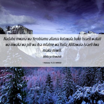 Picture 06 - 1 Wafalme 15:25 SWHULB - Nadabu mwana wa Yerobiamu alianza kutawala huko - Bible Verse Picture