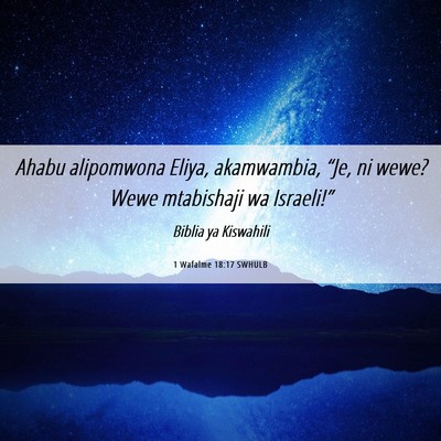 Picture 06 - 1 Wafalme 18:17 SWHULB - Ahabu alipomwona Eliya, akamwambia, “Je, ni - Bible Verse Picture