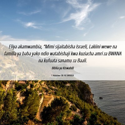 Picture 06 - 1 Wafalme 18:18 SWHULB - Eliya akamwambia, “Mimi sijaitabisha Israeli, - Bible Verse Picture