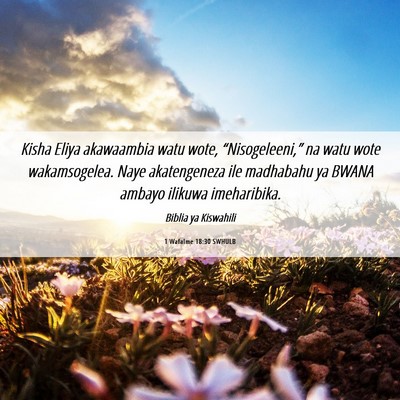 Picture 06 - 1 Wafalme 18:30 SWHULB - Kisha Eliya akawaambia watu wote, - Bible Verse Picture