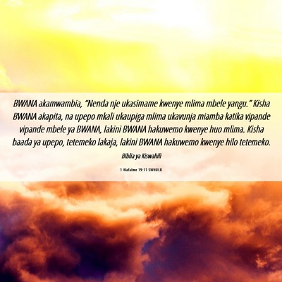 Picture 06 - 1 Wafalme 19:11 SWHULB - BWANA akamwambia, “Nenda nje ukasimame kwenye - Bible Verse Picture