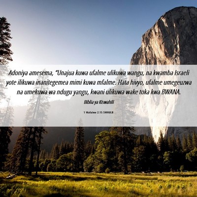 Picture 06 - 1 Wafalme 2:15 SWHULB - Adoniya amesema, “Unajua kuwa ufalme ulikuwa - Bible Verse Picture