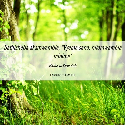 Picture 06 - 1 Wafalme 2:18 SWHULB - Bathisheba akamwambia, “Vyema sana, nitamwambia - Bible Verse Picture
