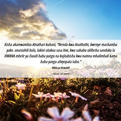 Picture 06 - 1 Wafalme 2:26 SWHULB - Kisha akamwambia Abiathari kuhani, “Nenda kwa - Bible Verse Picture