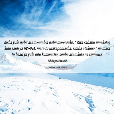 Picture 06 - 1 Wafalme 20:36 SWHULB - Kisha yule nabii akamwambia nabii mwenzake, “ - Bible Verse Picture