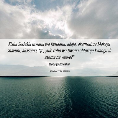 Picture 06 - 1 Wafalme 22:24 SWHULB - Kisha Sedekia mwana wa Kenaana, akaja, akamzabua - Bible Verse Picture