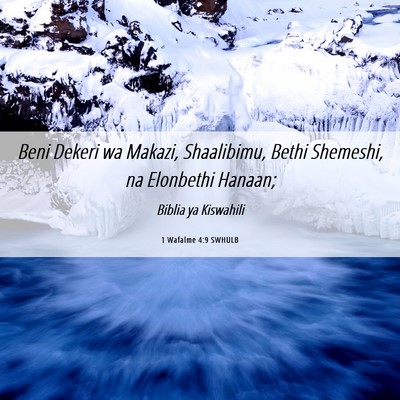 Picture 06 - 1 Wafalme 4:9 SWHULB - Beni Dekeri wa Makazi, Shaalibimu, Bethi - Bible Verse Picture