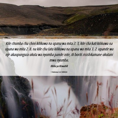 Picture 06 - 1 Wafalme 6:6 SWHULB - Kile chumba cha chini kilikuwa na upana wa mita - Bible Verse Picture
