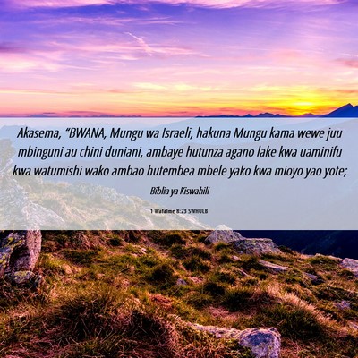 Picture 06 - 1 Wafalme 8:23 SWHULB - Akasema, “BWANA, Mungu wa Israeli, hakuna Mungu - Bible Verse Picture