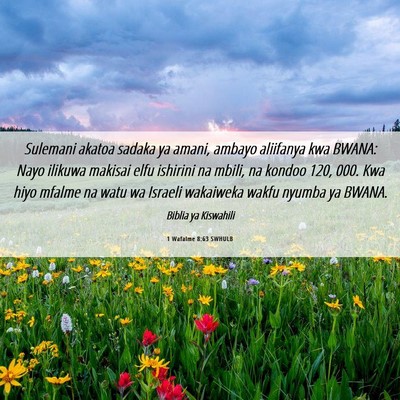 Picture 06 - 1 Wafalme 8:63 SWHULB - Sulemani akatoa sadaka ya amani, ambayo aliifanya - Bible Verse Picture