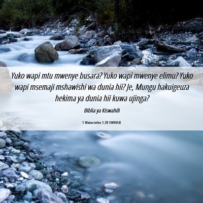 Picture 06 - 1 Wakorintho 1:20 SWHULB - Yuko wapi mtu mwenye busara? Yuko wapi mwenye - Bible Verse Picture