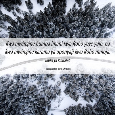 Picture 06 - 1 Wakorintho 12:9 SWHULB - Kwa mwingine humpa imani kwa Roho yeye yule, na - Bible Verse Picture