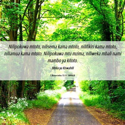 Picture 06 - 1 Wakorintho 13:11 SWHULB - Nilipokuwa mtoto, nilisema kama mtoto, nilifikiri - Bible Verse Picture